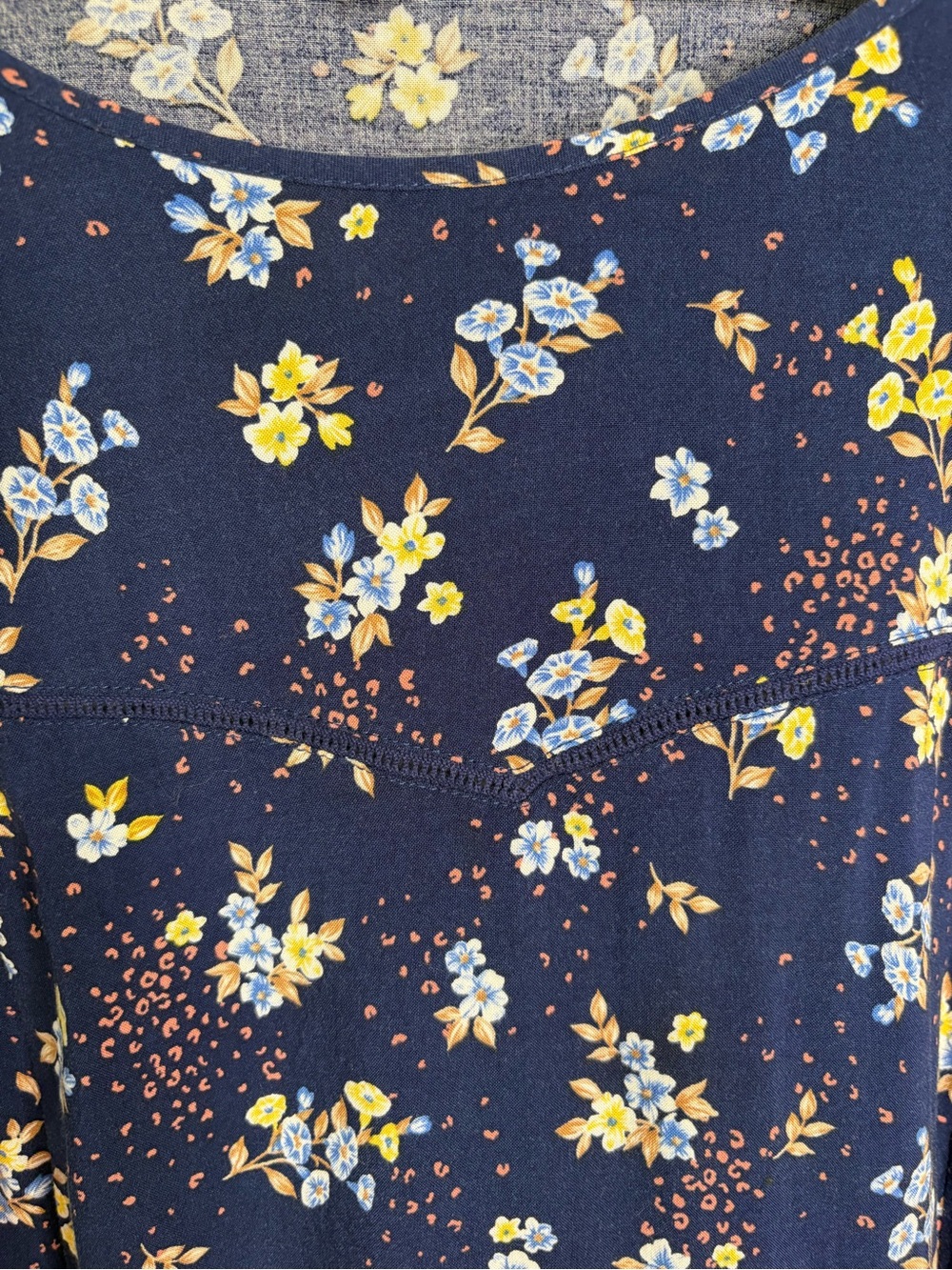 Torrid Dress Women 4 Navy Floral Babydoll Short Sleeve Rayon Boho Cottagecore - Picture 5 of 10